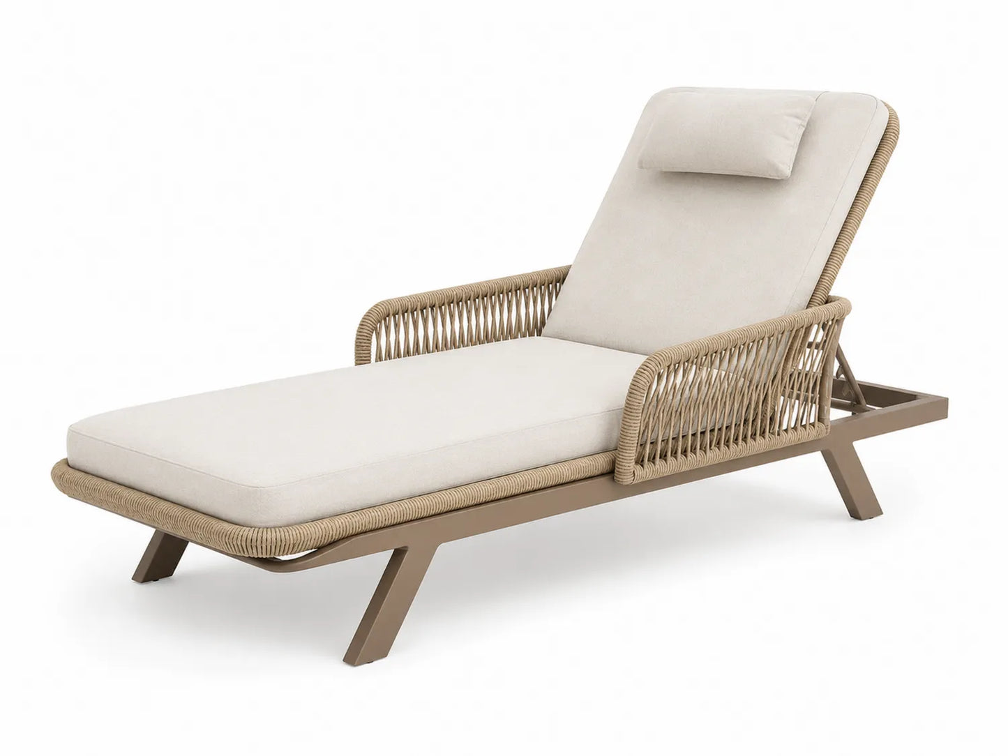 Lit de jour extérieur en aluminium et corde beige 200x75x90 cm