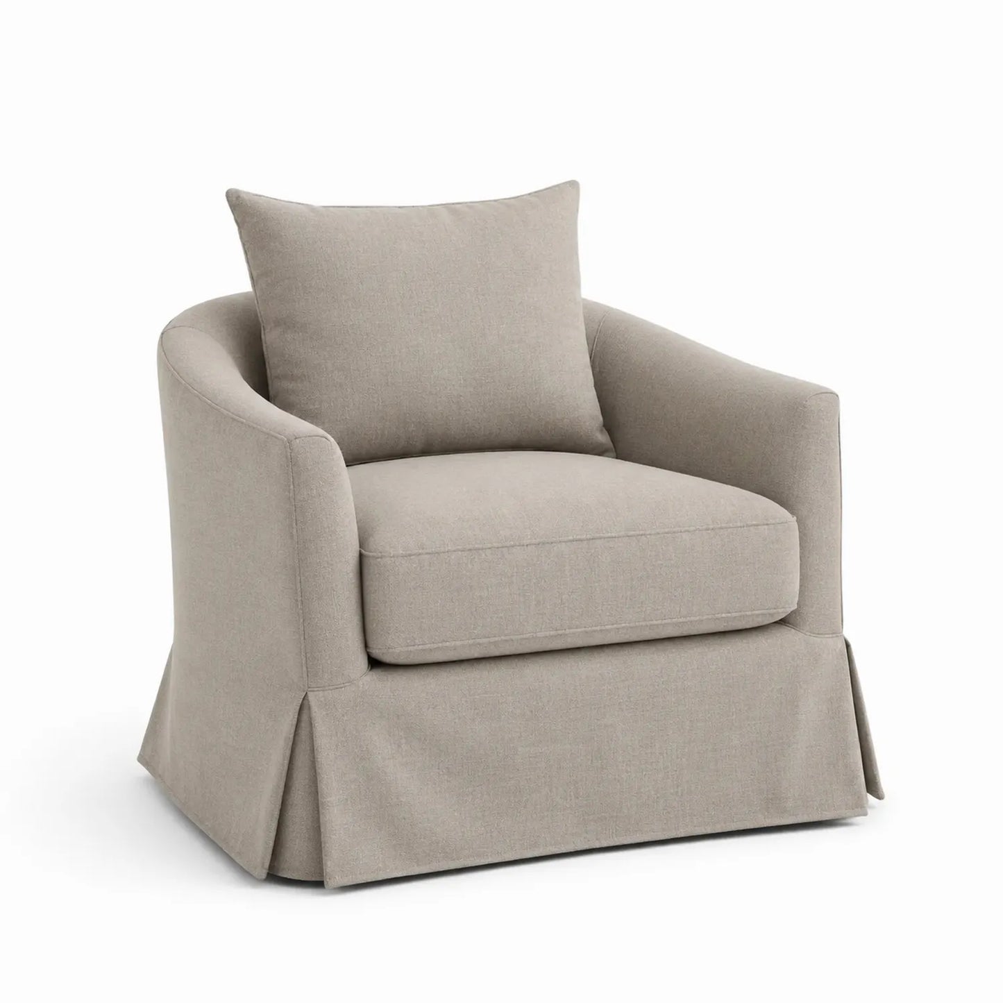 Fauteuil en tissu lin beige avec base pivotante 75x80x85 cm