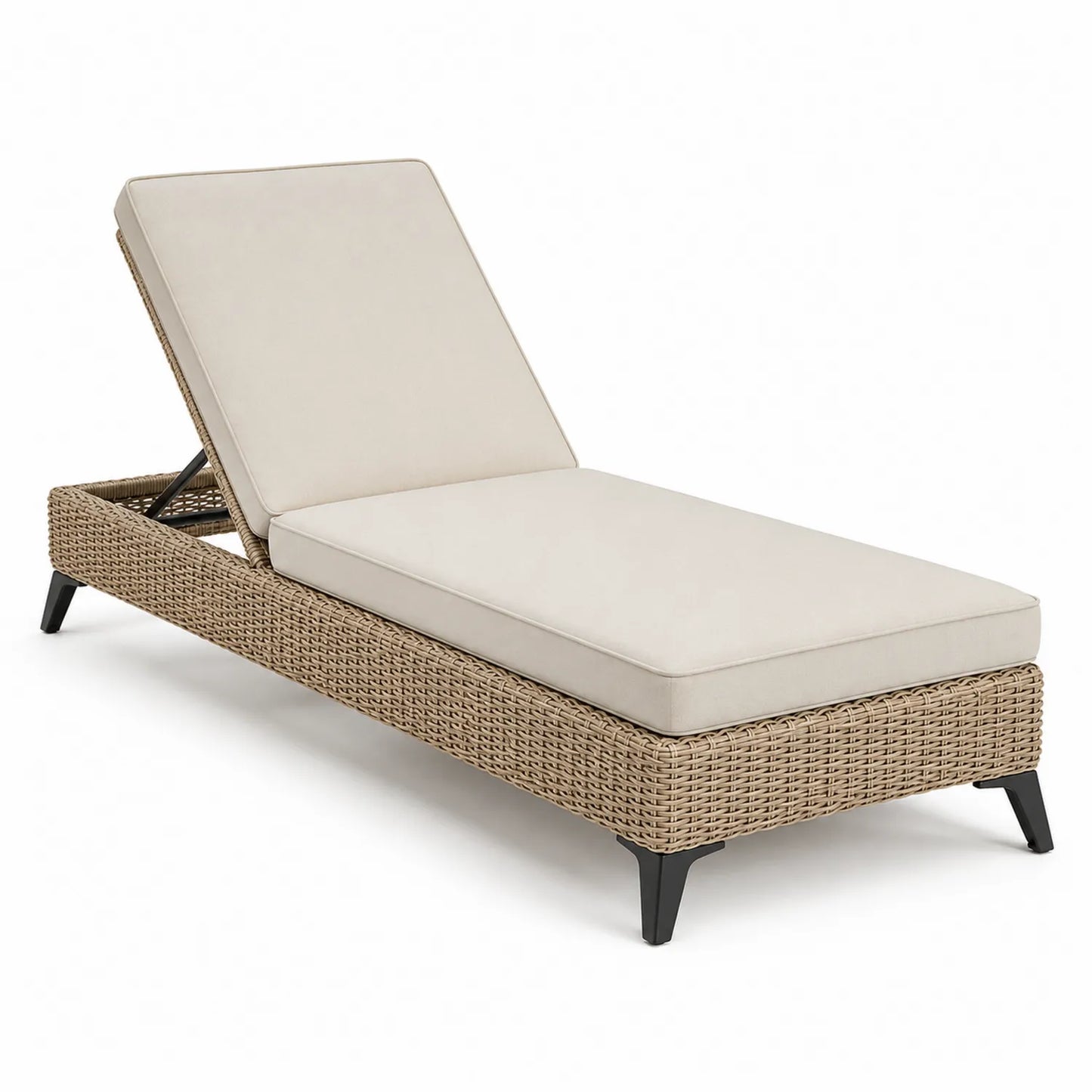 Bain de soleil en résine tressée avec coussins ajustables