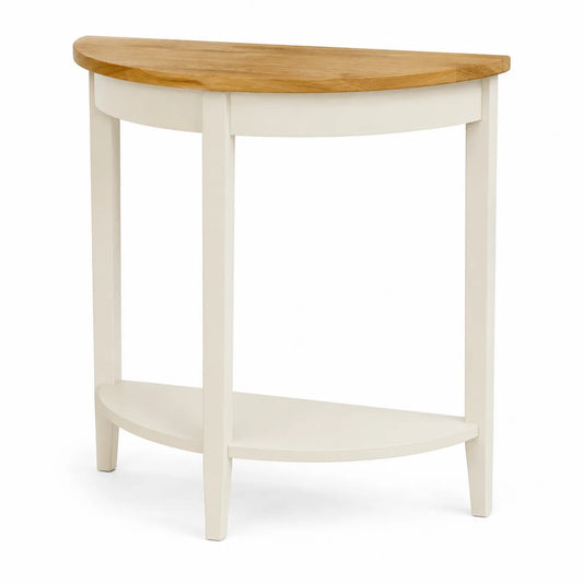 Console demi-lune en bois de chêne et MDF Blanc