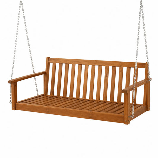 Balançoire extérieure en bois avec chaînes en métal 150 cm