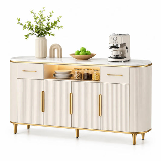 Buffet de cuisine en bois MDF avec détails dorés