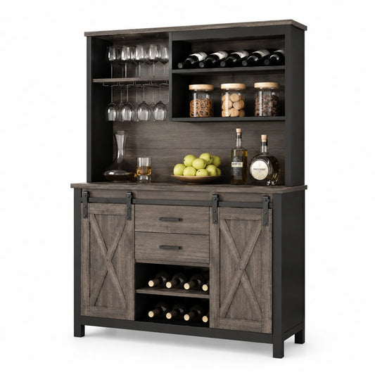 Buffet en bois avec portes coulissantes et étagères 120x40x180 cm