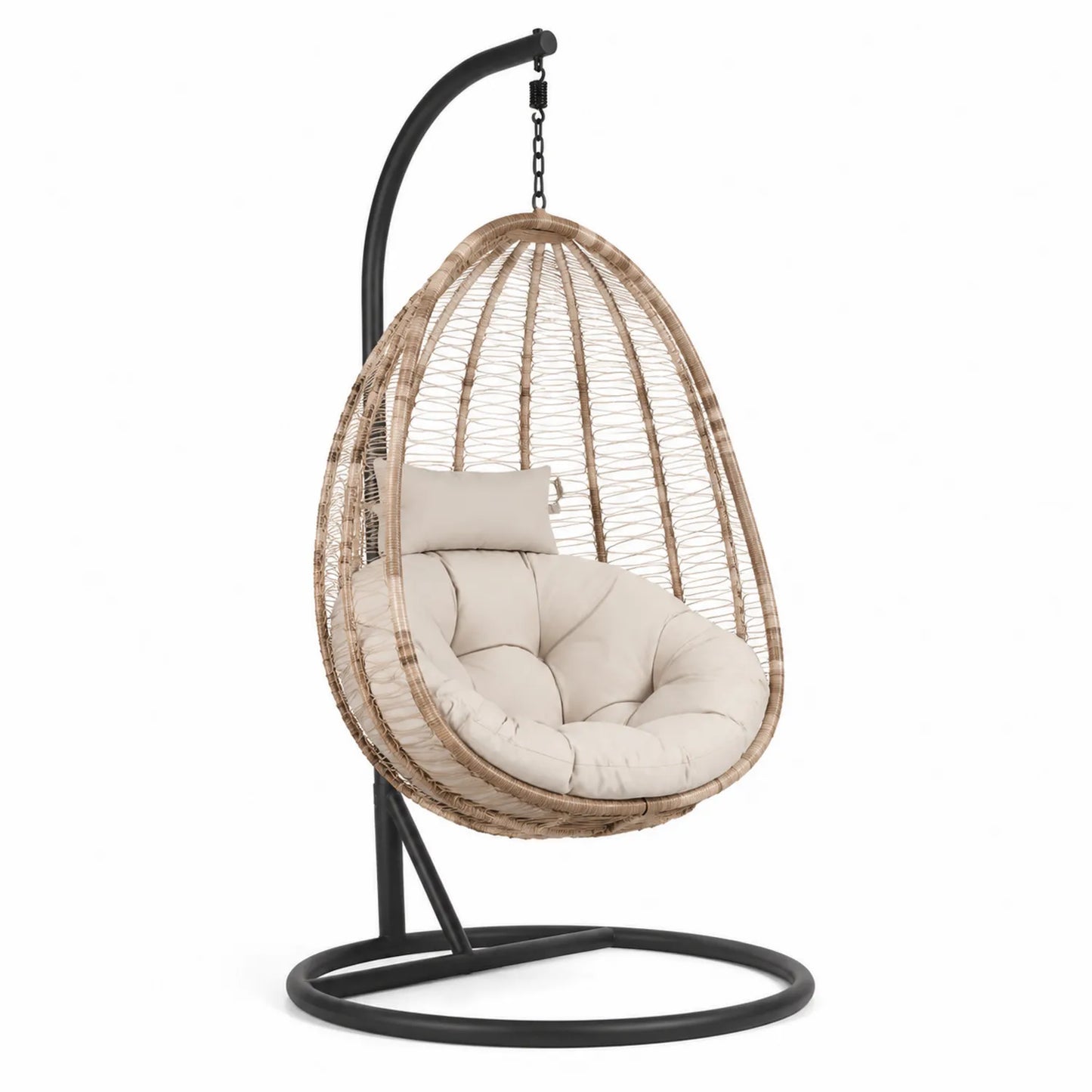 Chaise suspendue en rotin avec support en acier