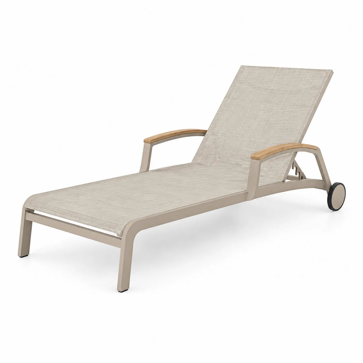 Chaise Longue en Aluminium et Textilène Réglable Beige