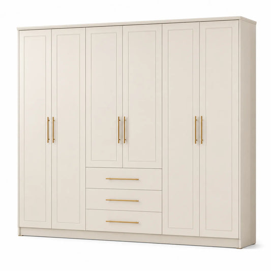 Armoire en bois avec portes battantes et tiroirs 250x220x60 cm