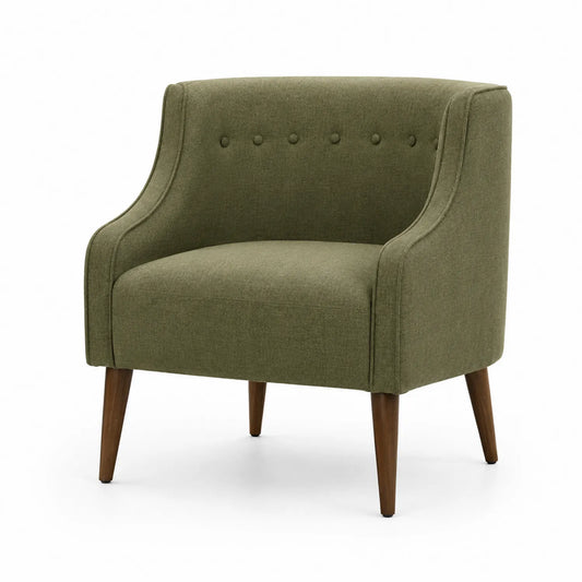 Fauteuil en tissu avec boutons olive